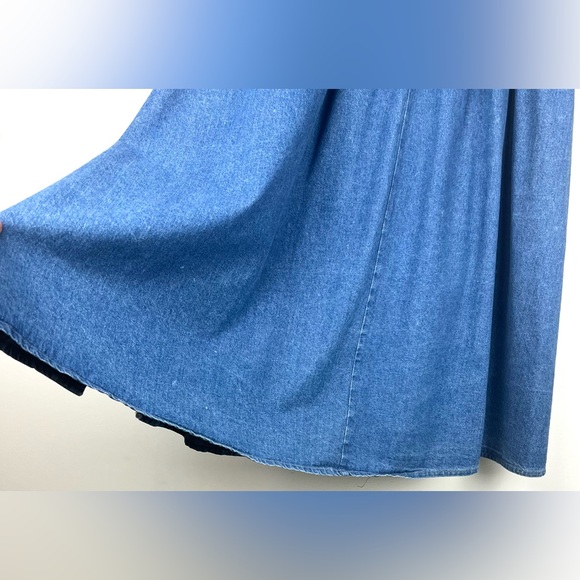 Vintage 90’s Candie’s Prairie Western Button Down Denim Maxi Midi Skirt - Picture 13 of 16